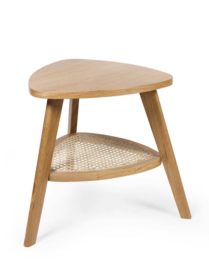 Vera Oak Triangular Side Table with Shelf