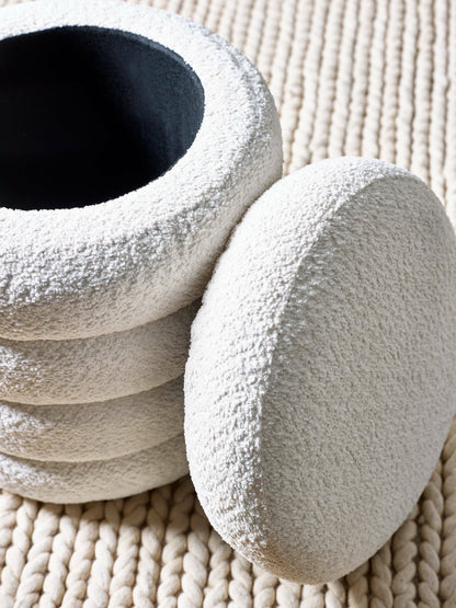 Hailey Ivory Boucle Upholstered 40cm Storage Stool