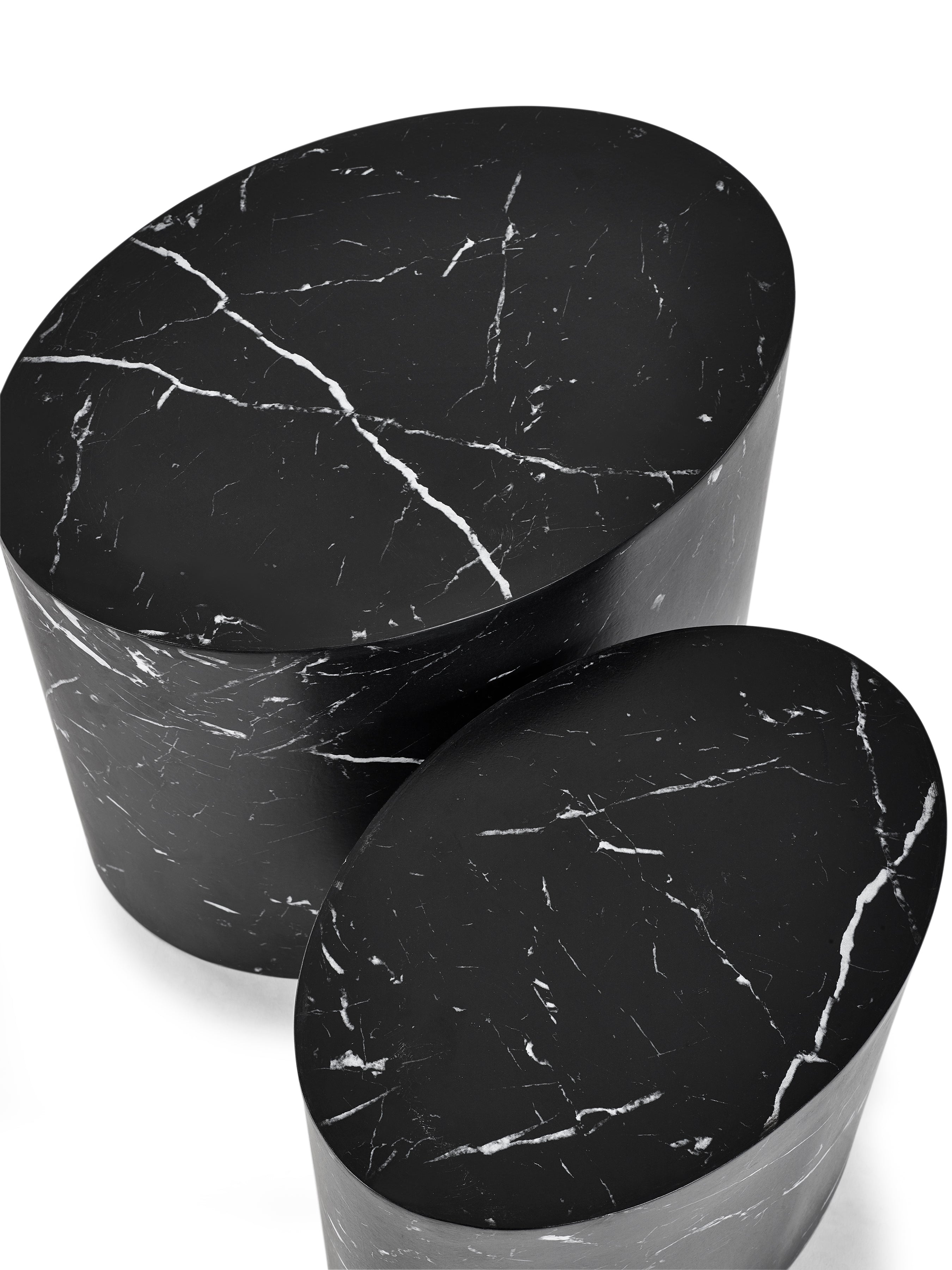 Toba Nest of 2 Black Marble Effect Tables