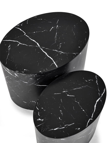 Toba Nest of 2 Black Marble Effect Tables