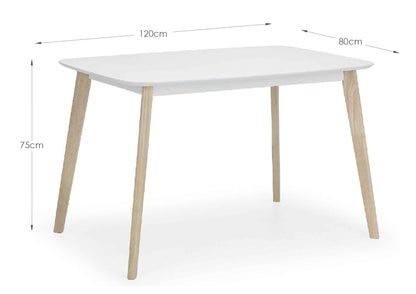 Julian Bowen Dining Table Casa Rectangular Dining Table White/Oak Bed Kings