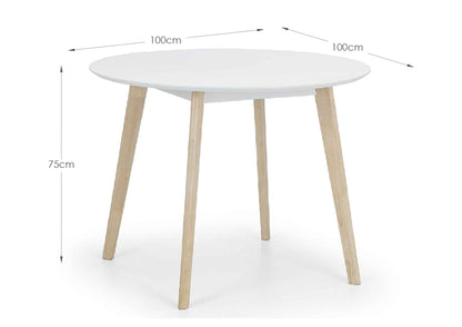 Julian Bowen Dining Table Casa Round Dining Table White/Oak Bed Kings