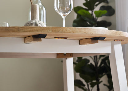 Julian Bowen Dining Table Linwood Round Drop Leaf Table - Natural Top Bed Kings