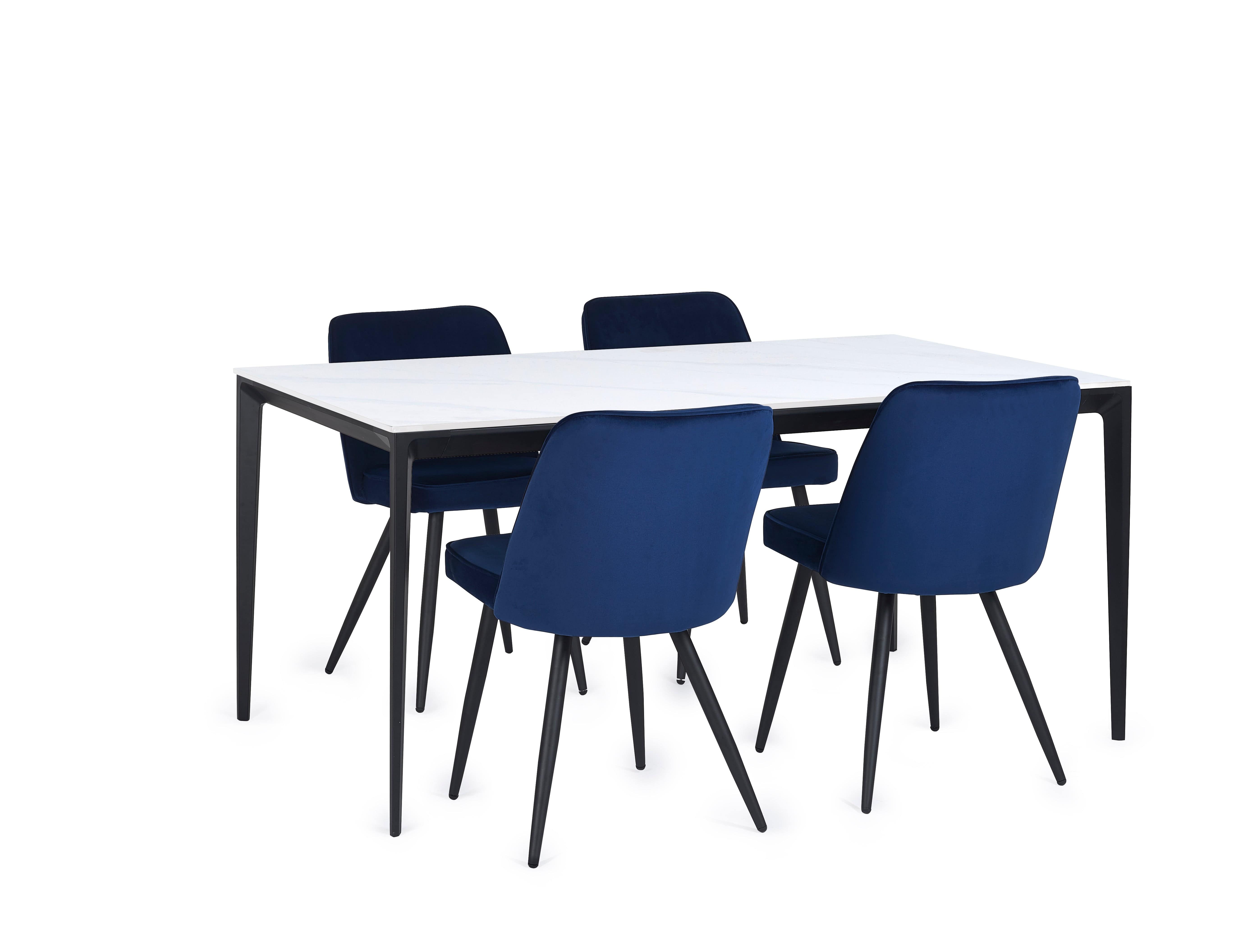 Julian Bowen Dining Table Miami Rectangular Stone Top Dining Table - White Marble Bed Kings