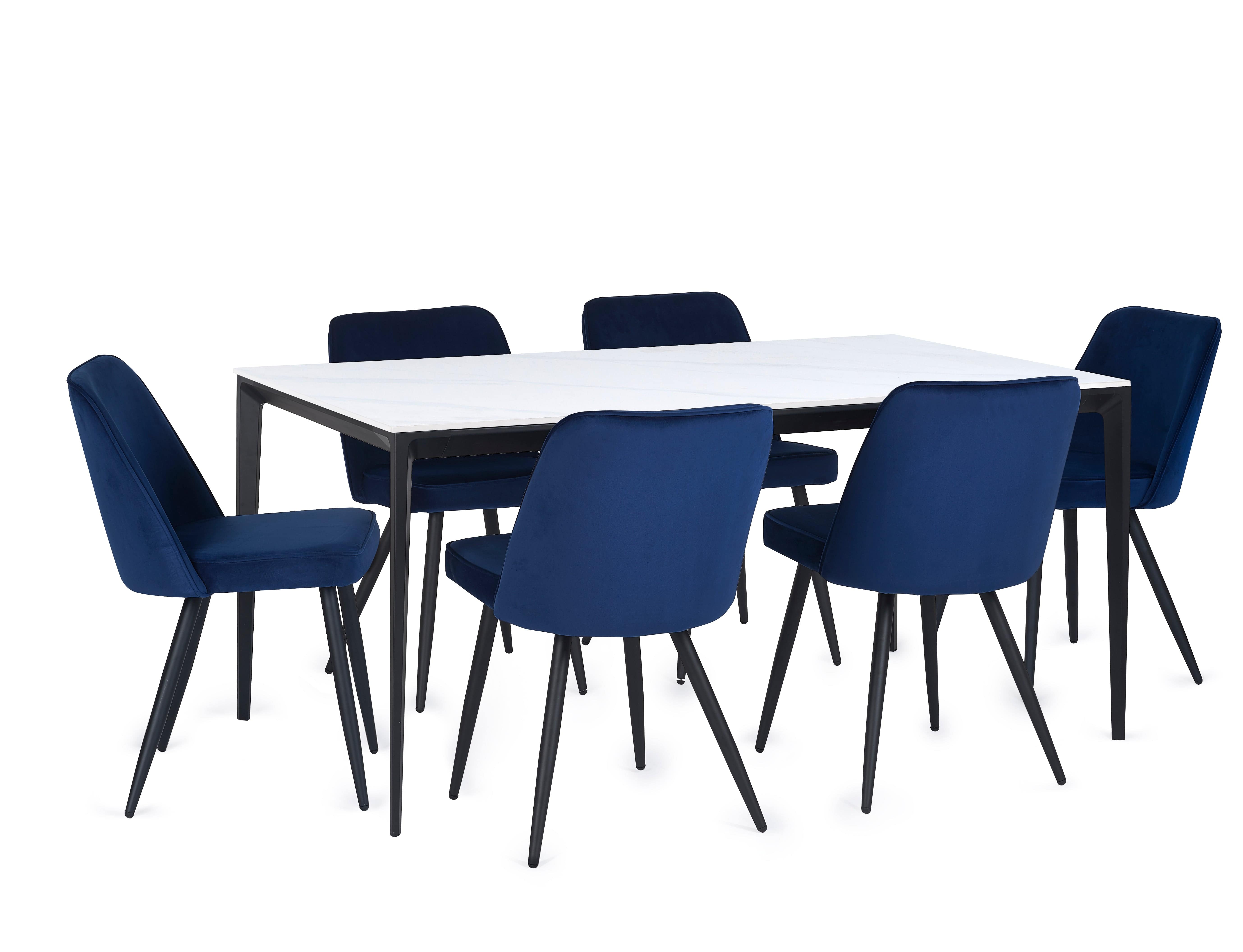 Julian Bowen Dining Table Miami Rectangular Stone Top Dining Table - White Marble Bed Kings