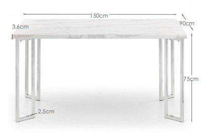 Julian Bowen Dining Table Positano Marble & Chrome Dining Table Bed Kings