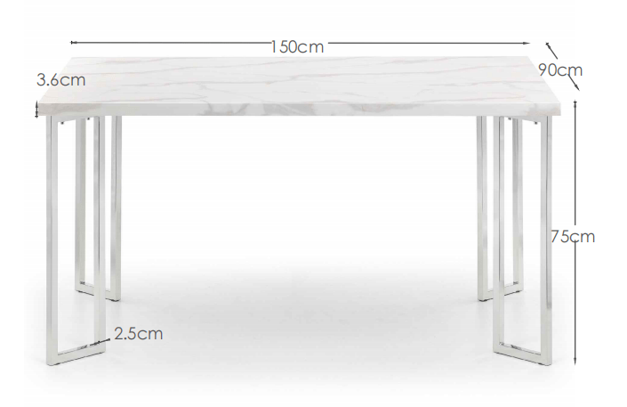 Julian Bowen Dining Table Positano Marble & Chrome Dining Table Bed Kings
