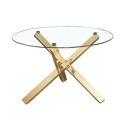 LPD Dining Table Capri Dining Table Glass Top With Gold Legs Bed Kings