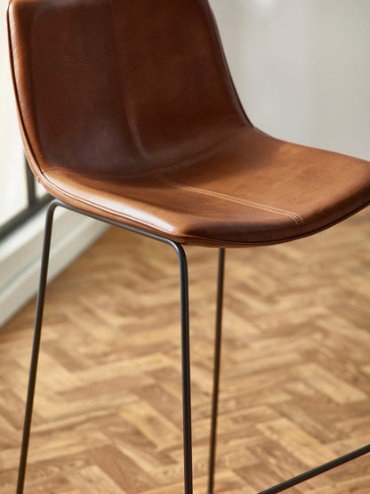 Joren Tan Brown PU Leather Bar Stools (Set of 2)