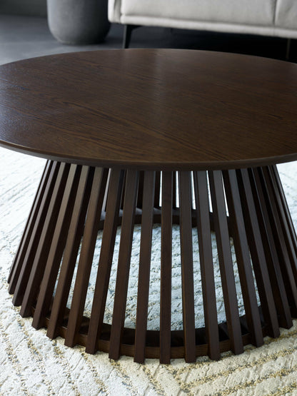 Ollie Dark Oak 80cm Round Coffee Table