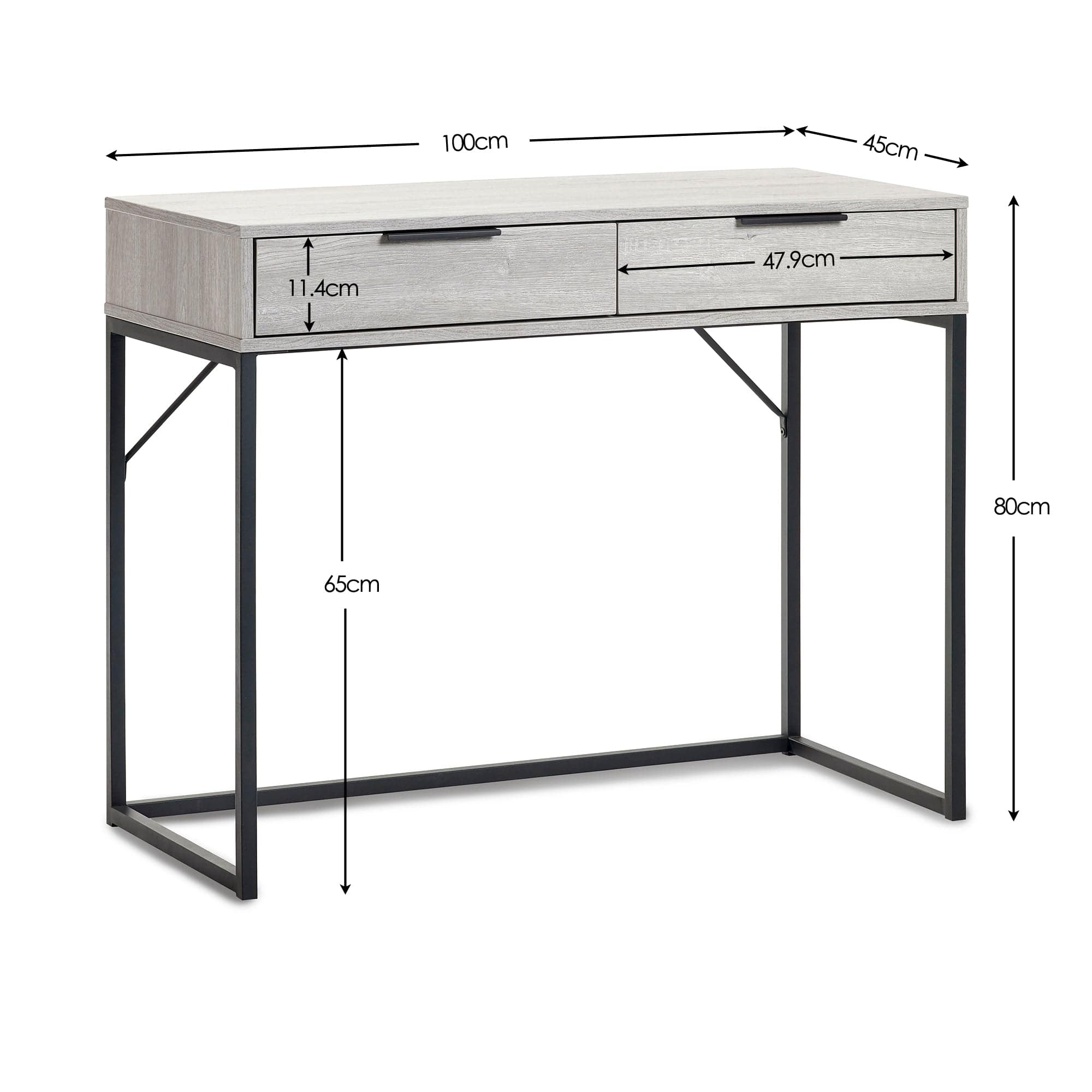 Julian Bowen Dressing Table Bali 2 Drawer Dressing Table/Desk - Grey Oak Bed Kings