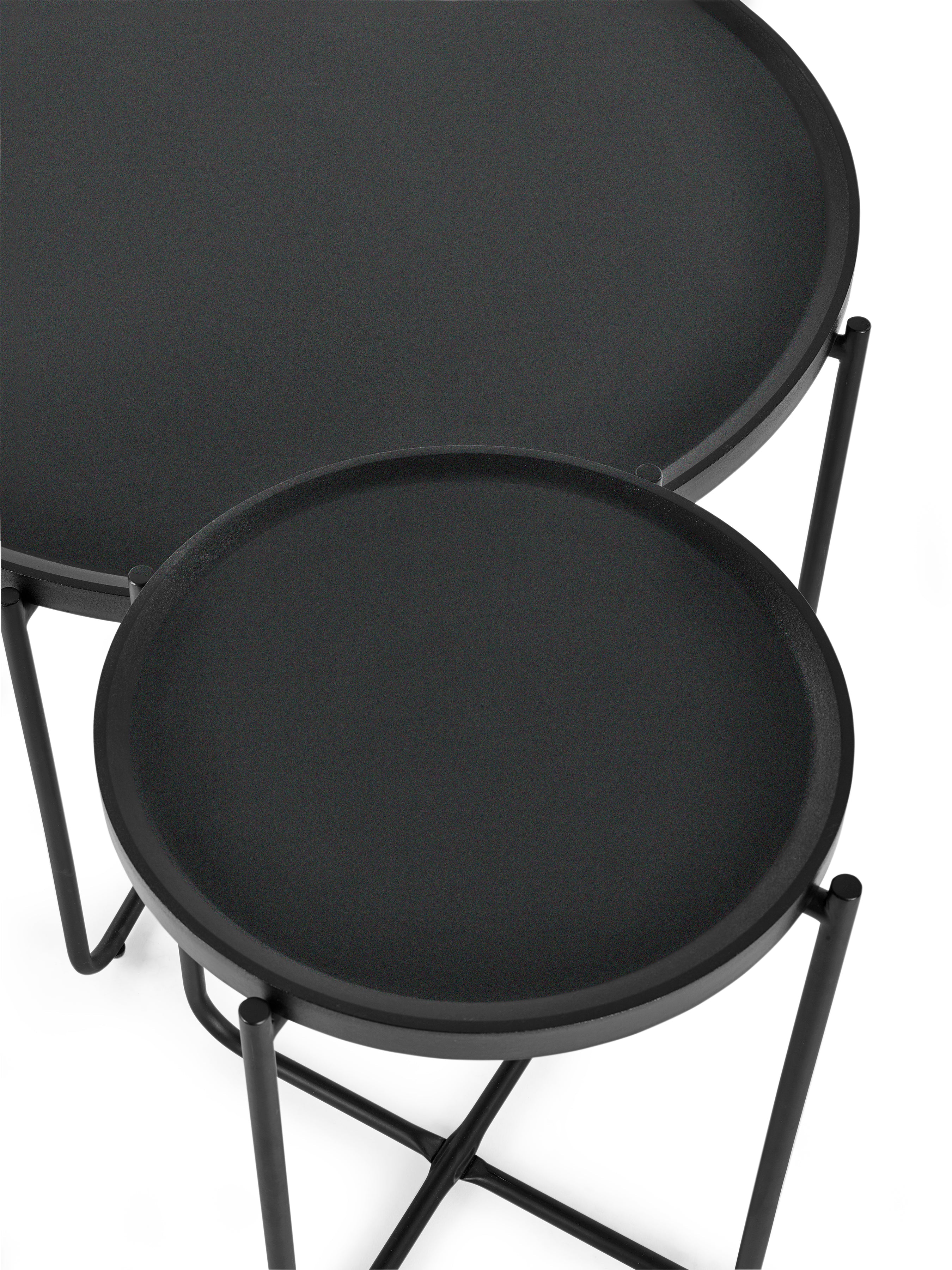 Sagrada Round Black Coffee and Lamp Table Set