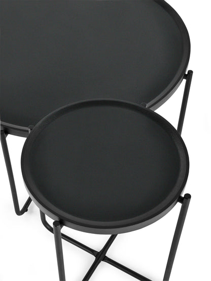 Sagrada Round Black Coffee and Lamp Table Set