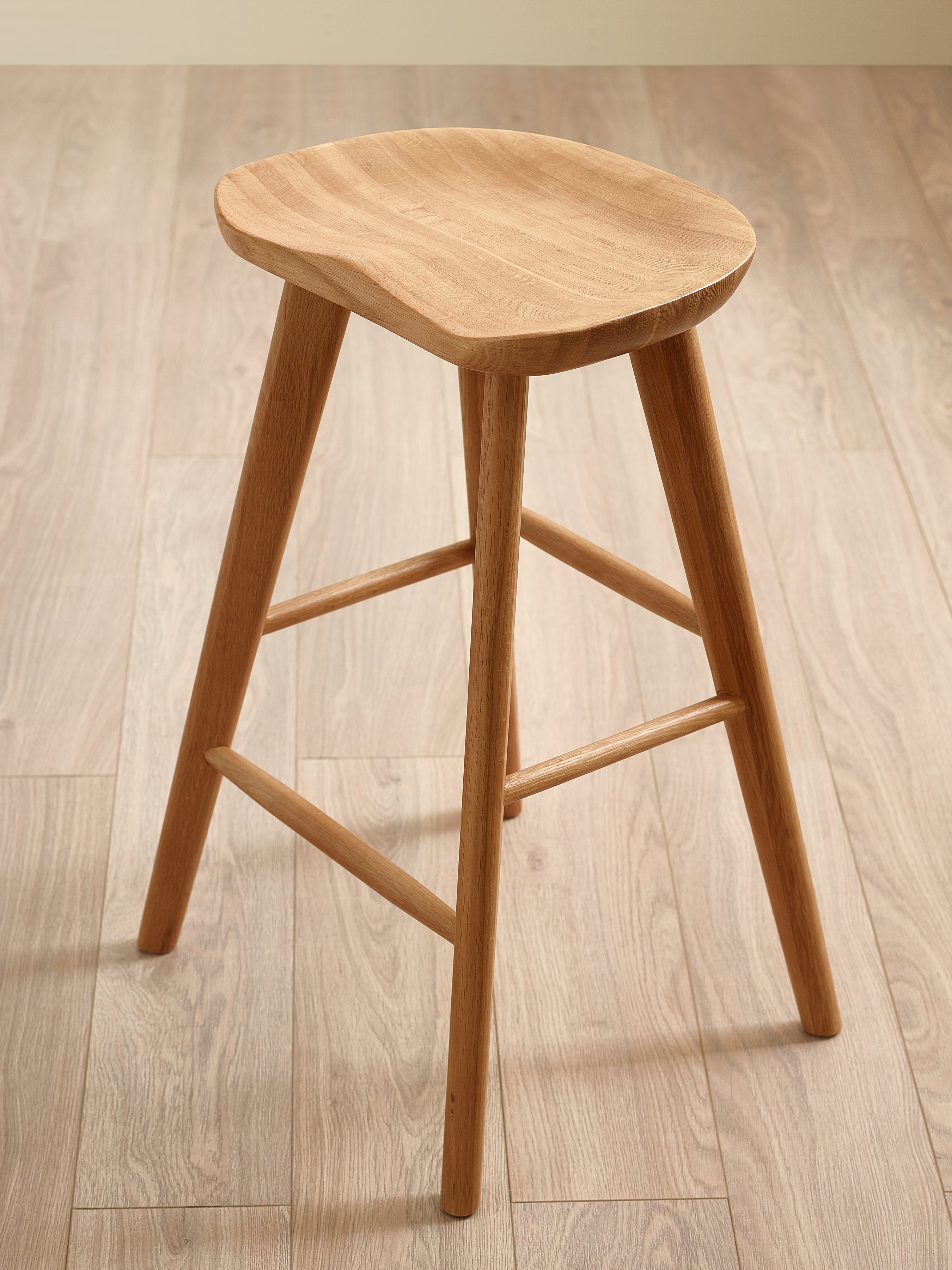 Mulu Natural Solid Oak Bar Stool