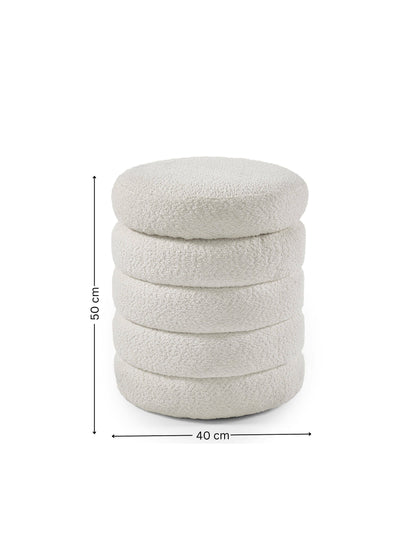 Hailey Ivory Boucle Upholstered 40cm Storage Stool