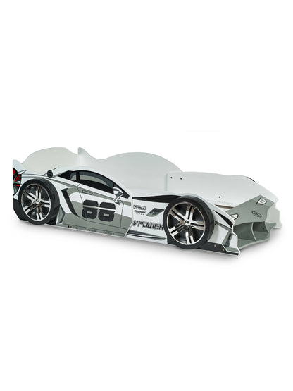 Storm White and Grey High Gloss 90cm Single Race Car Bed