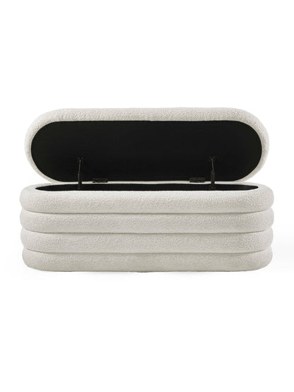 Hailey Ivory Boucle Upholstered Ottoman Storage Bench