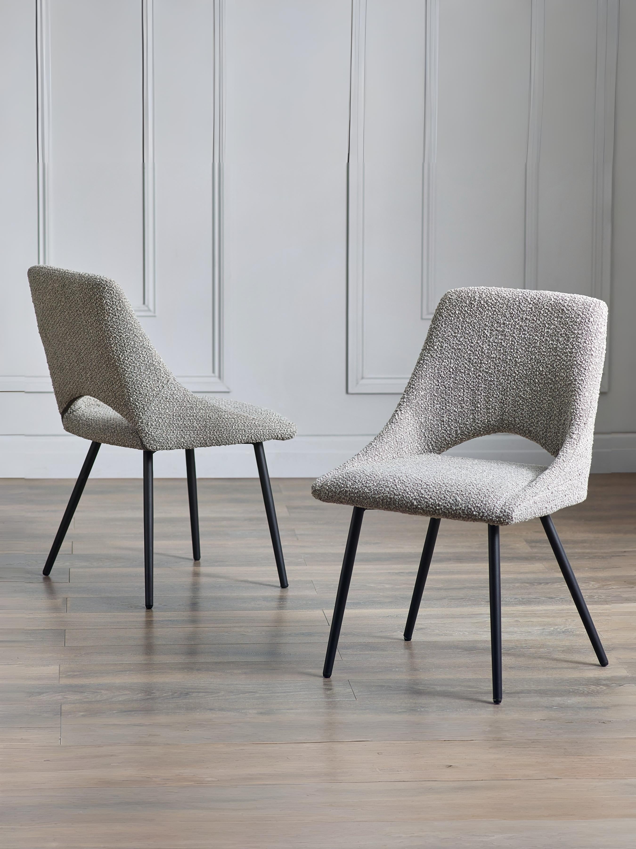 Iris Boucle Dining Chairs - Grey (Set Of 2)