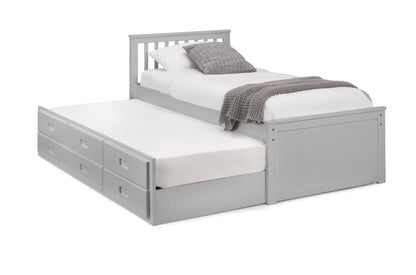 Julian Bowen Guest Bed Single 90cm 3ft Maisie Bed With Underbed And Drawers - Light Grey Bed Kings