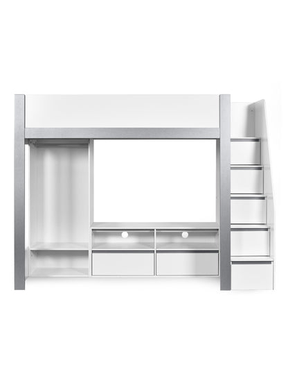 Gaia Highsleeper TV Bed - White and Silver