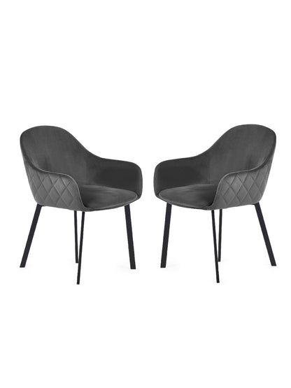 Lima Grey Velvet Dining Chairs (Set of 2)