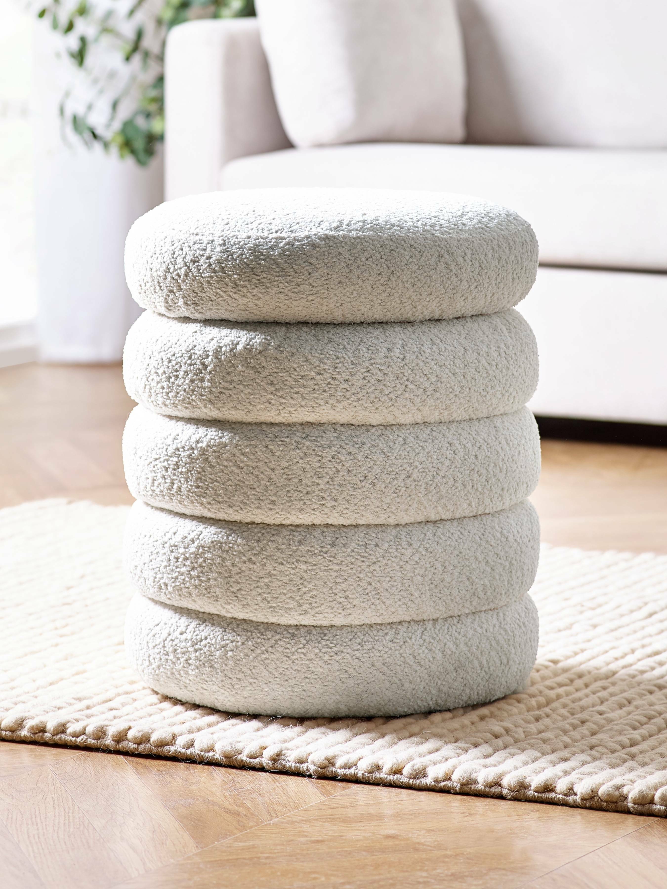 Hailey Ivory Boucle Upholstered 40cm Storage Stool