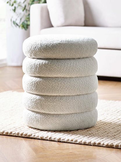 Hailey Ivory Boucle Upholstered 40cm Storage Stool