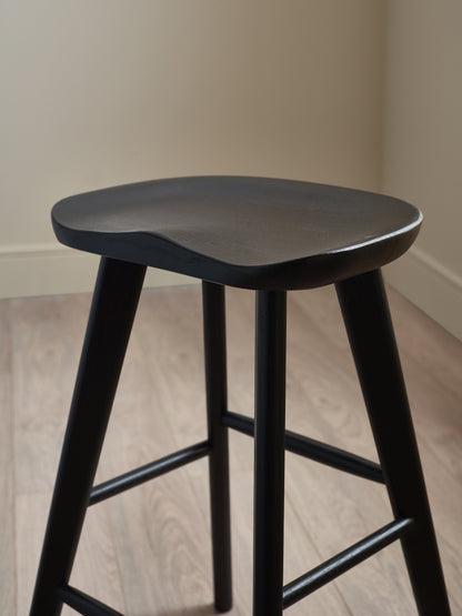 Mulu Black Solid Oak Bar Stool