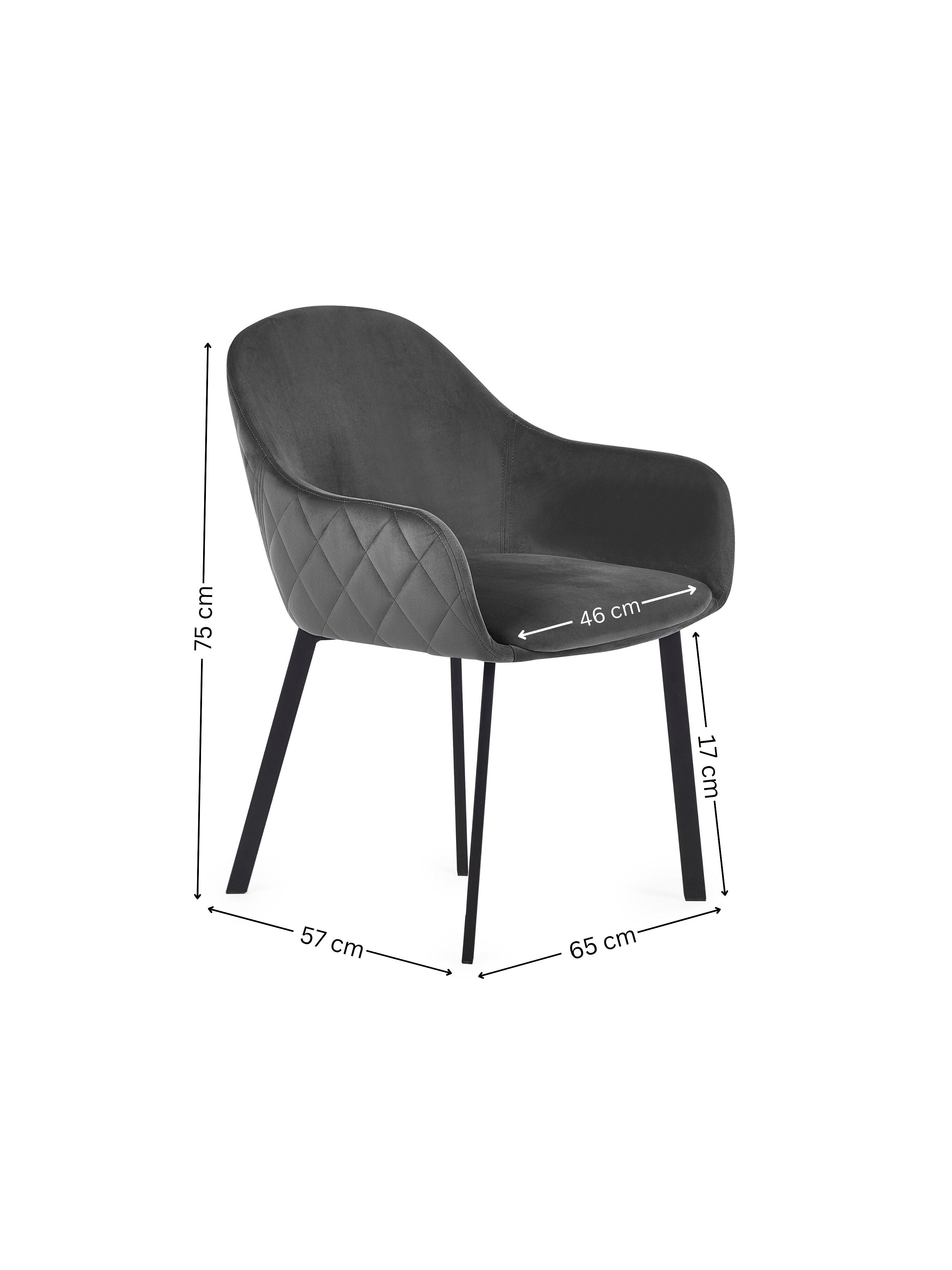 Lima Grey Velvet Dining Chairs (Set of 2)