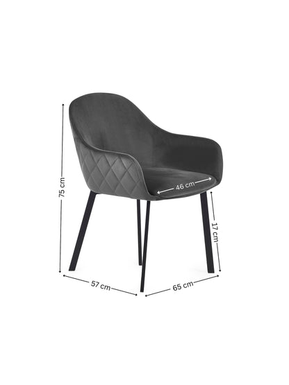 Lima Grey Velvet Dining Chairs (Set of 2)