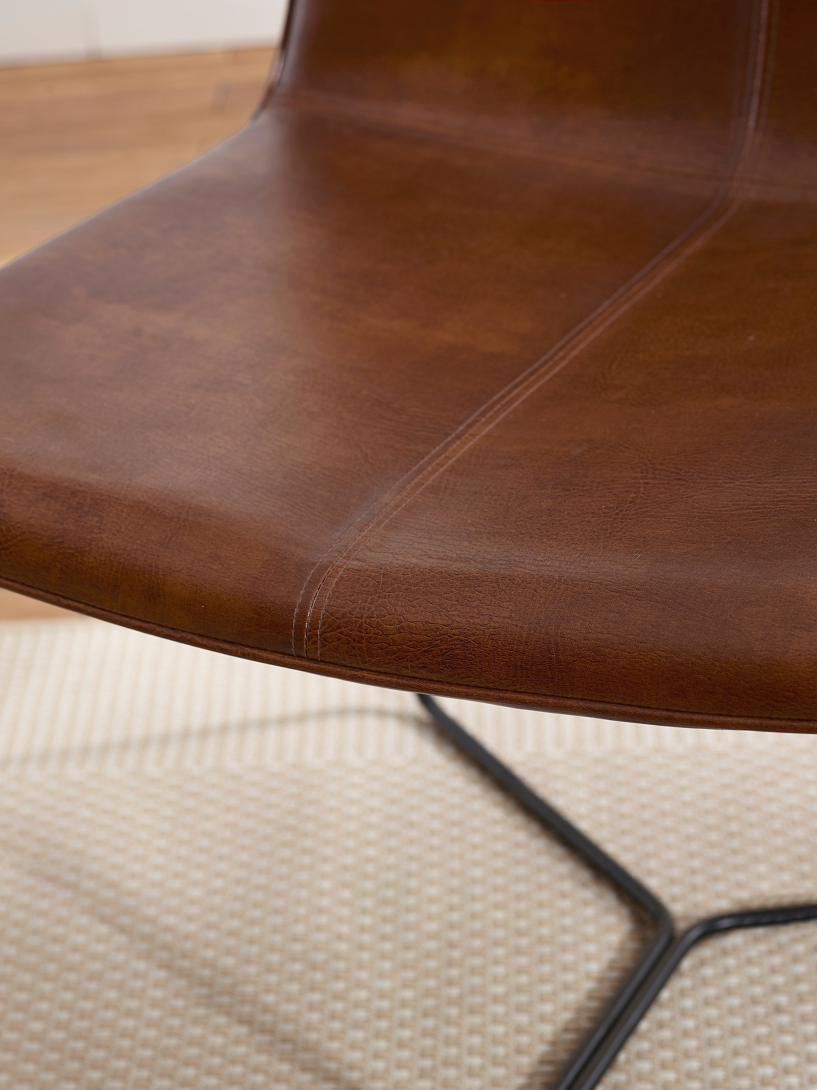 Joren Tan Brown PU Leather Lounge Chair