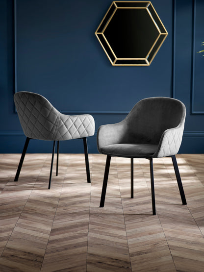 Lima Grey Velvet Dining Chairs (Set of 2)
