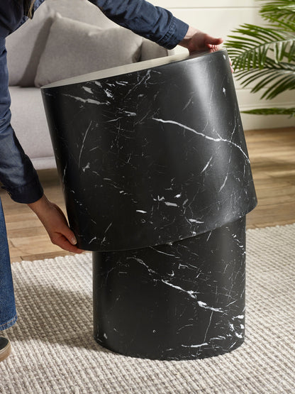 Toba Nest of 2 Black Marble Effect Tables