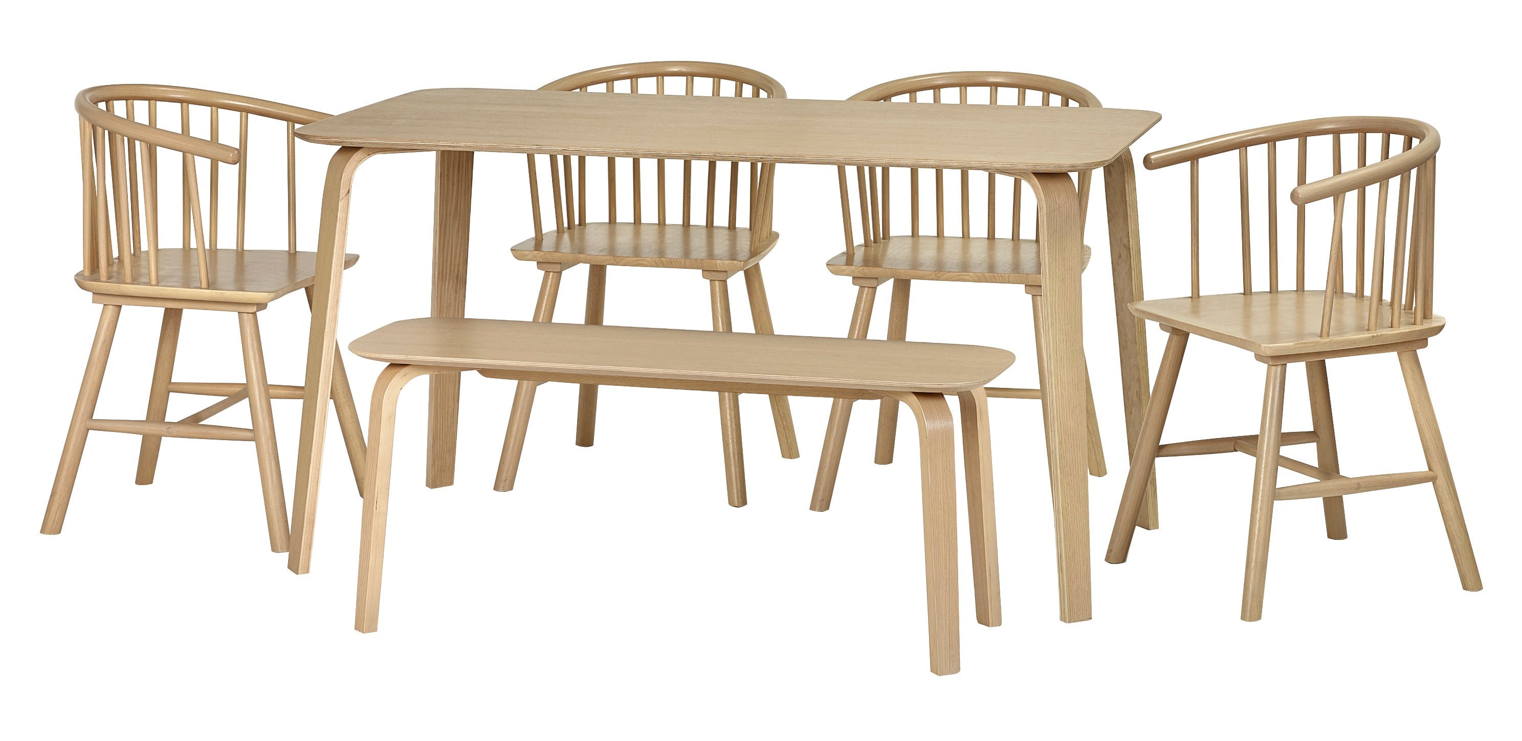 Kaito Oak Curved Leg Bench