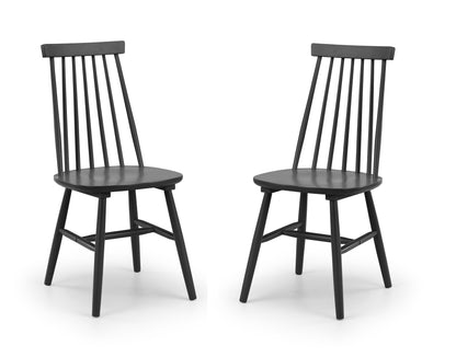 Alassio Spindle Back Dining Chairs - Black (Set of 2)