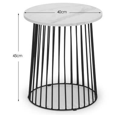 Julian Bowen Lamp Table Broadway Round Lamp Table - White Marble Bed Kings