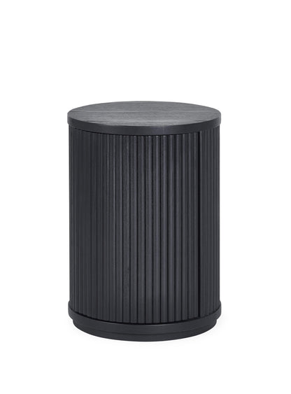 Julian Bowen Lamp Table Louis Fluted Side Table With Door - Black Bed Kings