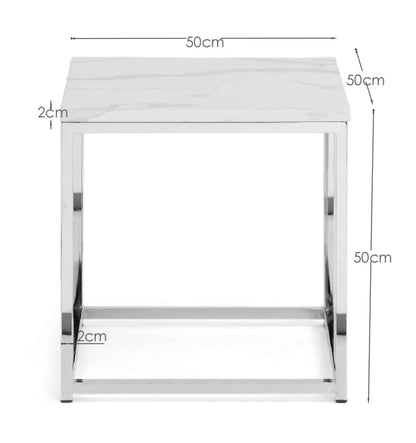 Julian Bowen Lamp Table Scala Marble Top Lamp Table - Chrome & White Marble Bed Kings