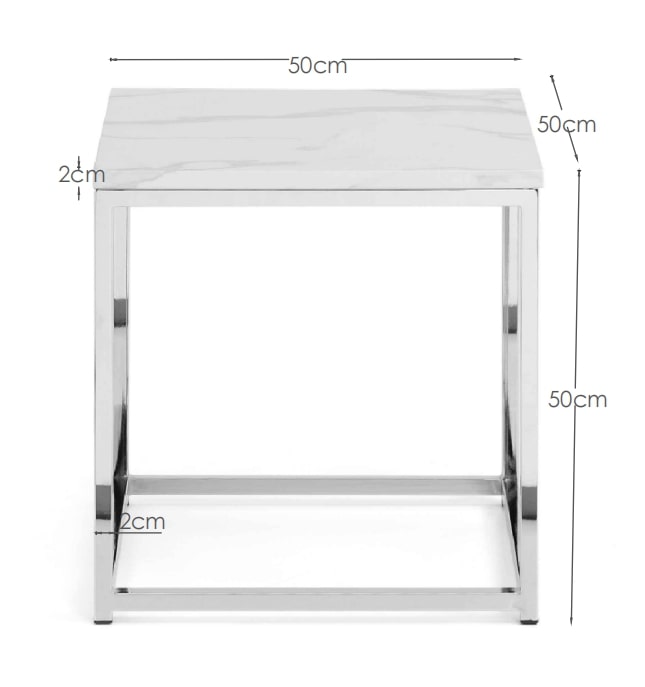 Julian Bowen Lamp Table Scala Marble Top Lamp Table - Chrome & White Marble Bed Kings