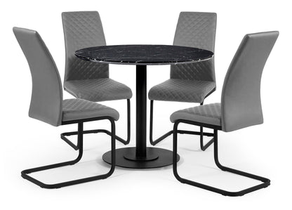 Xavier Grey Upholstered Cantilever Dining Chairs (Set of 4)