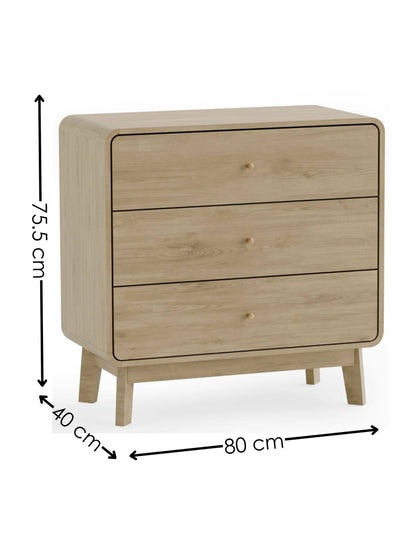 Ingrid 3 Drawer Chest Oak