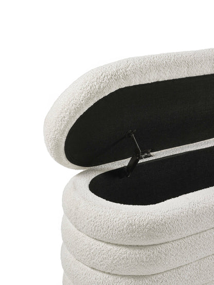 Hailey Ivory Boucle Upholstered Ottoman Storage Bench