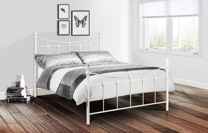 Julian Bowen Metal Bed Rebecca Bed Stone White Metal Bed - Stone White Satin Bed Kings