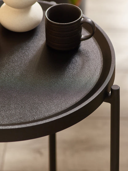 Sagrada Round Black Coffee and Lamp Table Set