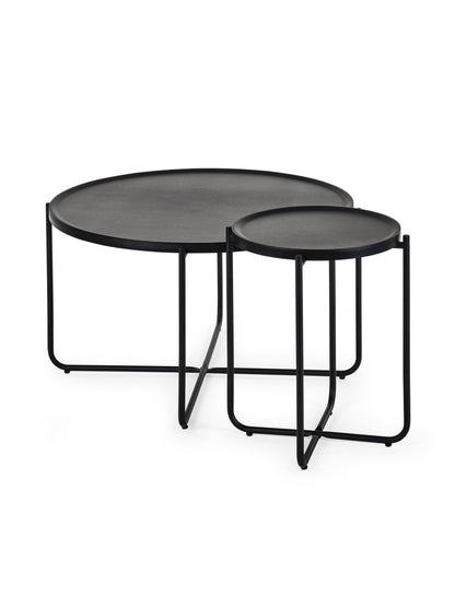 Sagrada Round Black Coffee and Lamp Table Set