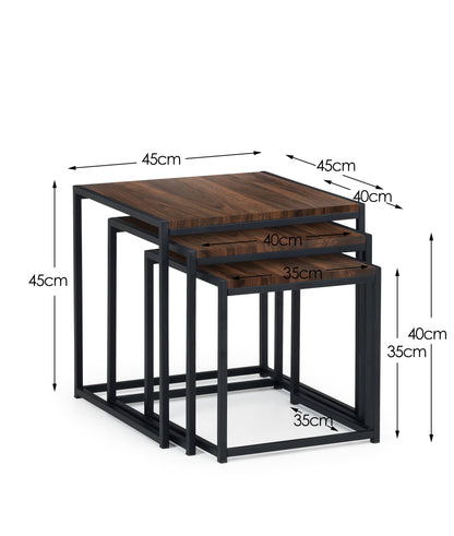 Julian Bowen Nest Of Tables Tribeca Nest Of 3 Tables - Walnut Bed Kings