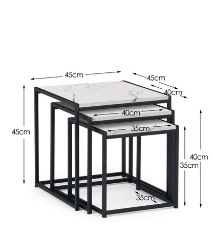 Julian Bowen Nest Of Tables Tribeca Nest Of 3 Tables - White Marble Bed Kings