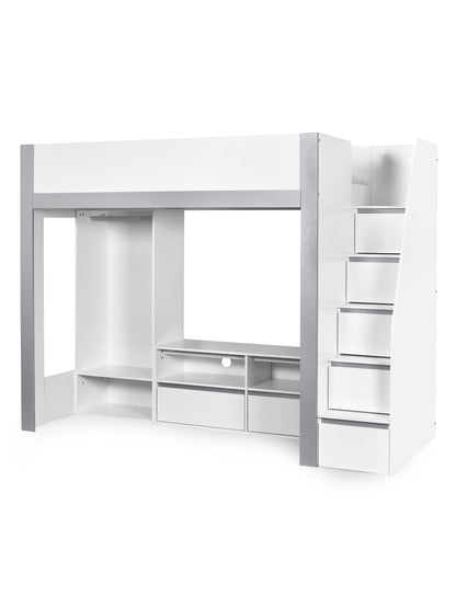 Gaia Highsleeper TV Bed - White and Silver