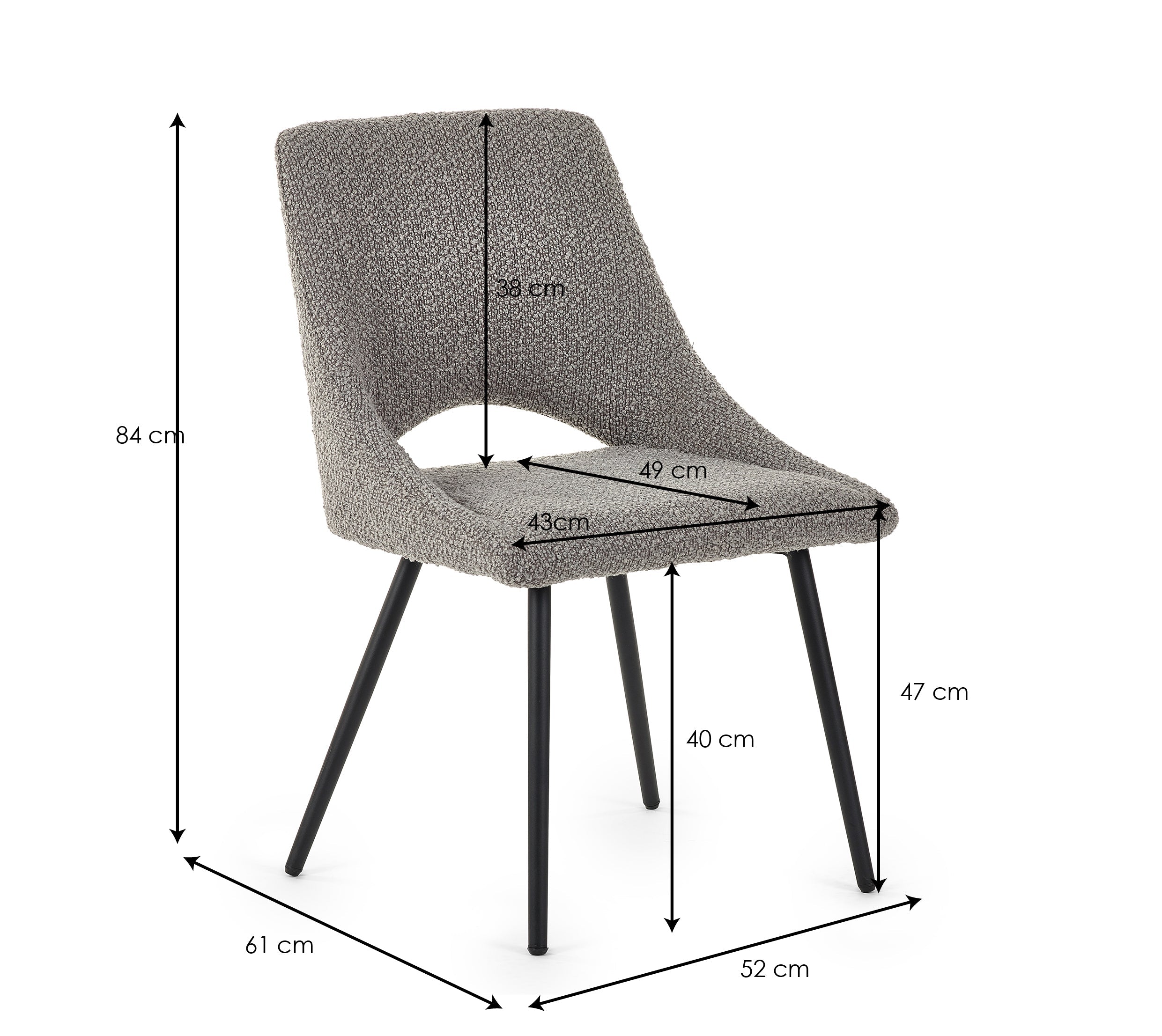 Iris Boucle Dining Chairs - Grey (Set Of 2)