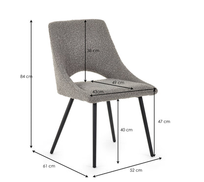 Iris Boucle Dining Chairs - Grey (Set Of 2)